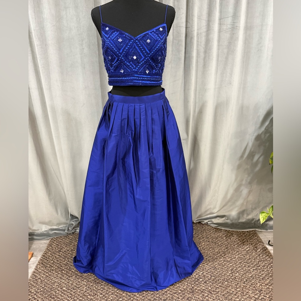Adrianna Papell Royal Blue Two-Piece Prom Dress